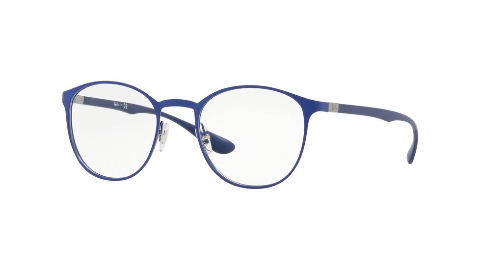 Ray-Ban RX6355 Single Vision Prescription Eyeglasses, 50mm, Gunmetal On Top Matte Blue, RX6355-2996-50-SV