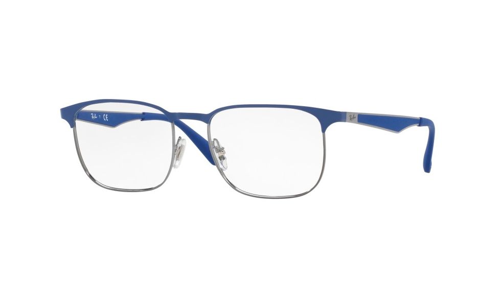 Ray-Ban RX6363 Single Vision Prescription Eyeglasses 2889-52 - Gunmetal Top On Elecrtic Blue Frame