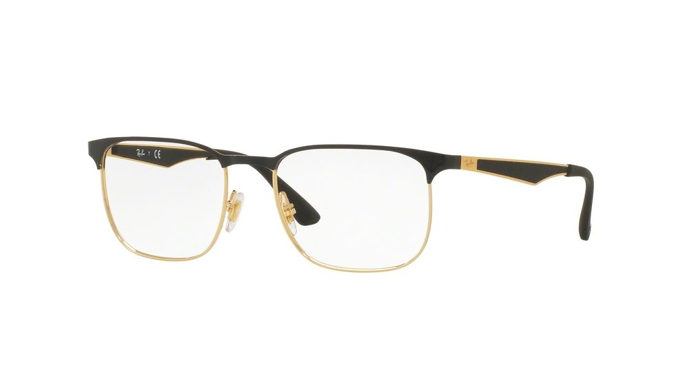 Ray-Ban RX6363 Single Vision Prescription Eyeglasses 2890-52 - Gold Top On Black Frame