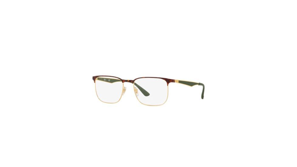 Ray-Ban RX6363 Single Vision Prescription Eyeglasses, 54mm, Gold Top Matte Havana, RX6363-3019-54-SV