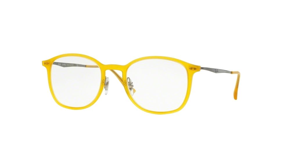 Ray-Ban RX7051 Single Vision Prescription Eyeglasses 5519-47 - Opal Matte Yellow Frame