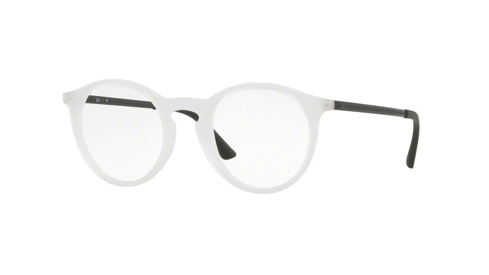 Ray-Ban RX7132 Single Vision Prescription Eyeglasses, 48mm, Rubber Trasparent, RX7132-5781-48-SV