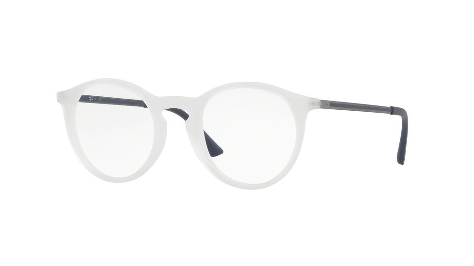 Ray-Ban RX7132 Single Vision Prescription Eyeglasses, 50mm, Rubber Trasparent, RX7132-5782-50-SV