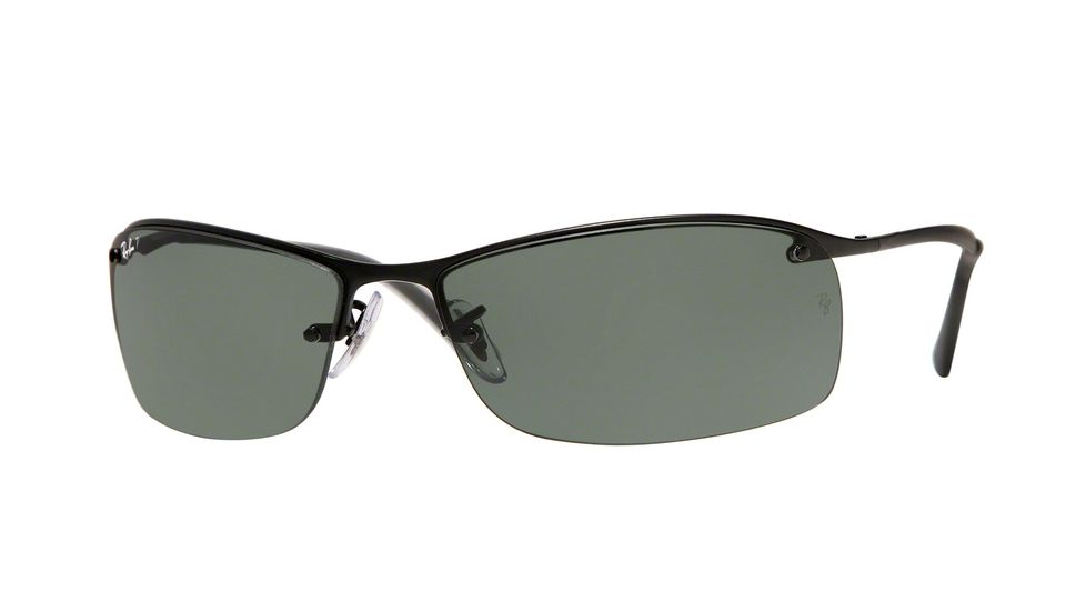Ray-Ban Top Bar Sunglasses RB3183 W3339-6315 - Matte Black Polarized Green