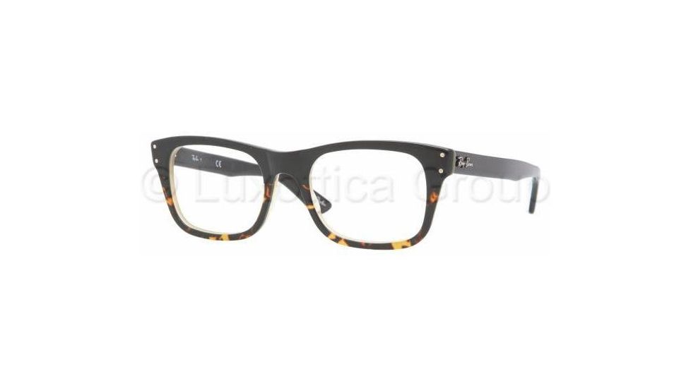 Ray-Ban RX5227 Progressive Prescription Eyeglasses 5028-5220 - Black Grad Havana/Yel 