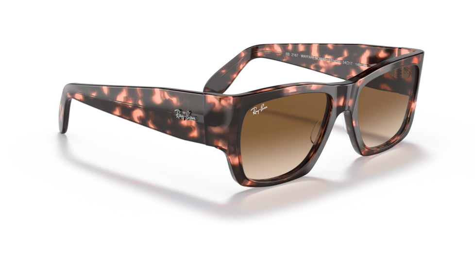 Ray-Ban Wayfarer Nomad RB2187 Sunglasses, Brown Gradient Lenses, Pink Havana, 54, RB2187-133451-54