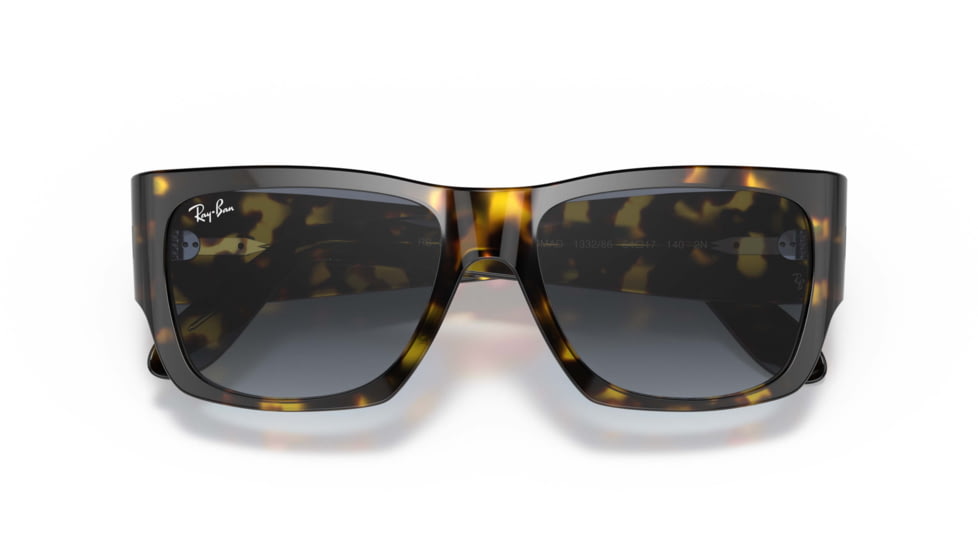 Ray-Ban Wayfarer Nomad RB2187 Sunglasses, Light Blue Gradient Grey Lenses, Yellow Havana, 54, RB2187-133286-54