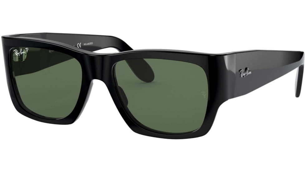 Ray-Ban Wayfarer Nomad RB2187 Sunglasses Polarized, Black, G-15 Green, 54, RB2187-901-58-54