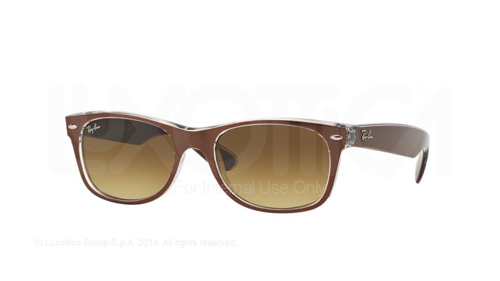 Ray-Ban Wayfarer RB2132 Sunglasses 614585-52 - Top Brushed Brown On Trasp Frame, Brown Gradient Dark Brown Lenses