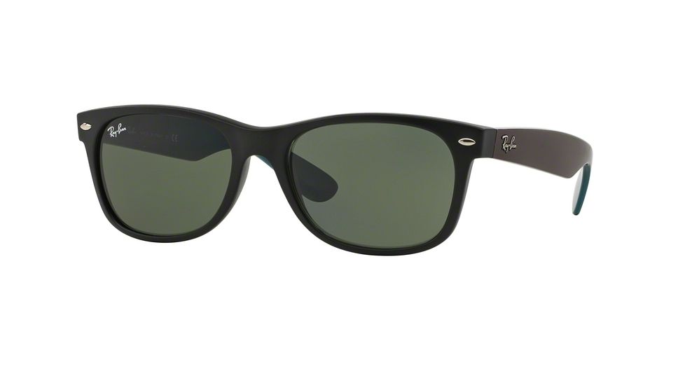 Ray-Ban Wayfarer RB2132 Sunglasses 6182-52 - Matte Black Frame, Green Lenses