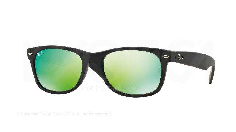 Ray-Ban Wayfarer RB2132 Sunglasses 622/19-52 - Rubber Black Frame, Grey Mirror Green Lenses