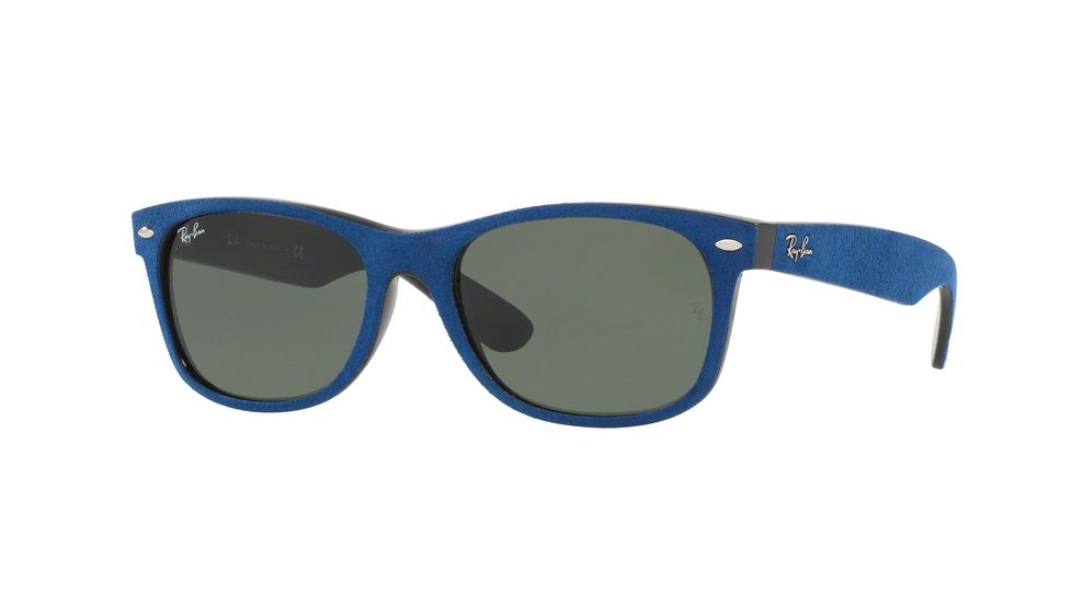 Ray-Ban Wayfarer RB2132 Sunglasses 6239-52 - Black/top Blue Alcantara Frame, Green Lenses