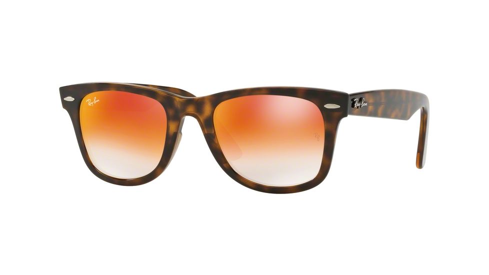 Ray-Ban WAYFARER RB4340 Sunglasses 710/4W-50 - Havana Frame, Grey Gradient Brown Mirror Red Lenses