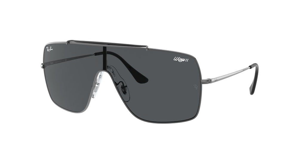 Ray-Ban WINGS II Sunglasses - Men's, Gunmetal Frame, Dark Grey Lenses, RB3697-004-87-35