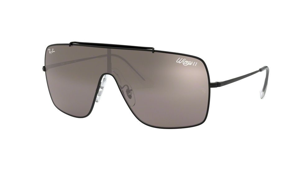 Ray-Ban WINGS II Sunglasses - Men's, Black Frame, Dark Violet/Silver Gradient Mirror Lenses, RB3697-9168Y3-35