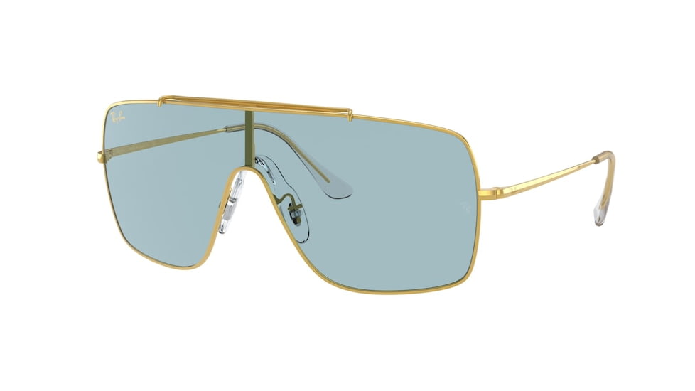 Ray-Ban WINGS II Sunglasses - Men's, Gold Frame, Blue Lenses, RB3697-919680-35
