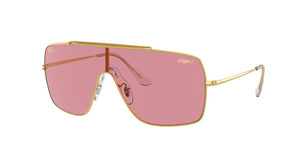 Ray-Ban WINGS II Sunglasses - Men's, Gold Frame, Pink Lenses, RB3697-919684-35