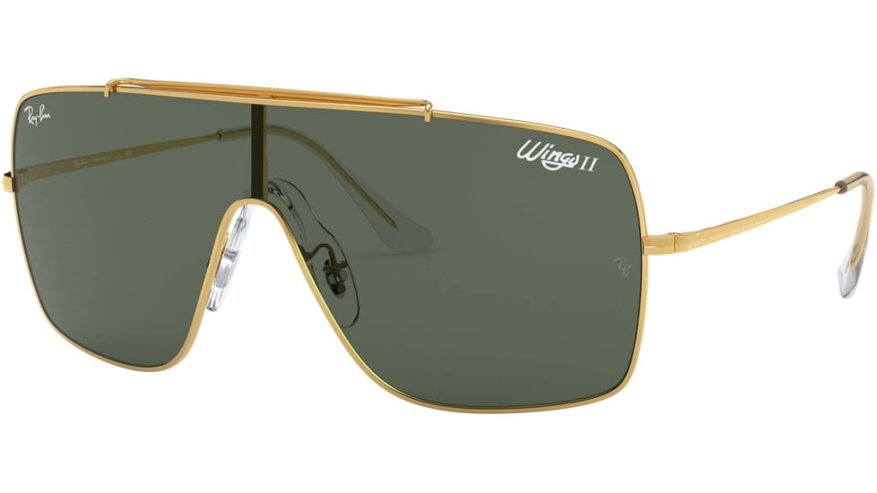 Ray-Ban WINGS II Sunglasses - Men's, Gold Frame, Green Classic Lenses, RB3697-905071-35