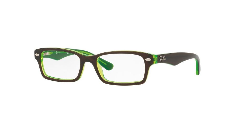 Ray-Ban Youth RY1530 Eyeglass Frames 3665-48 - Top Brown On Green Fluo Frame