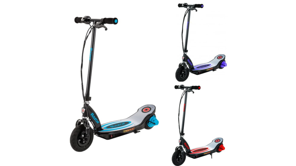 Razor Power Core E100 Electric Scooter w/ Aluminum Deck, Black/Blue, Black/Purple, Black/Red
