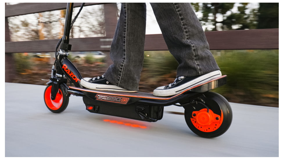 Razor Power Core E90 Glow Electric Scooter, Black/Red, 13112181