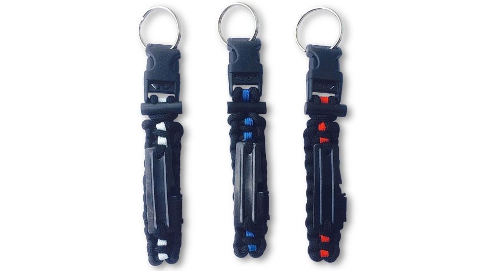 RE Factor Tactical Survival Key Chain - First Respnder - Whistle, Black, Blue Line RFSKFRBKBLWS