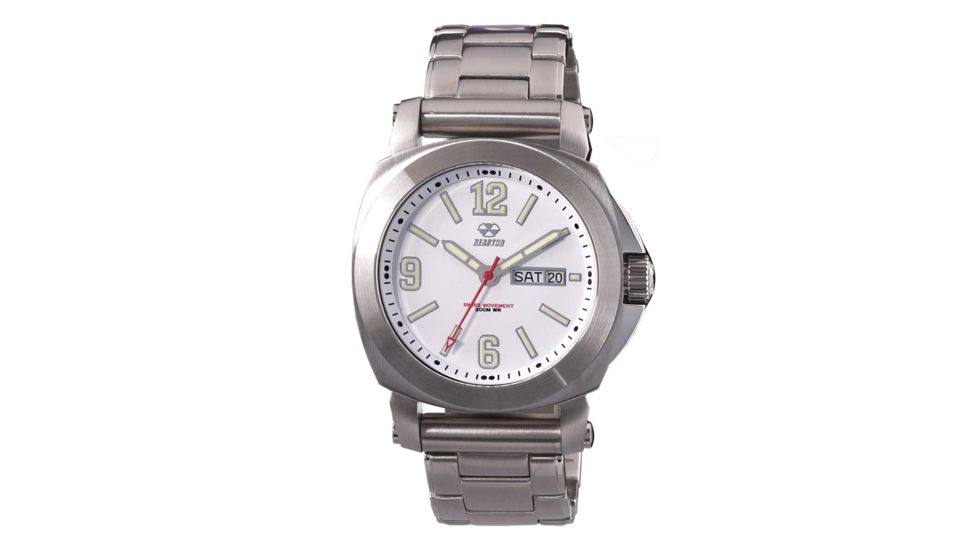 REACTOR Fermi Men's Watch, Stainless Steel Case and Bracelet, Matte White Dial, Medium 48005