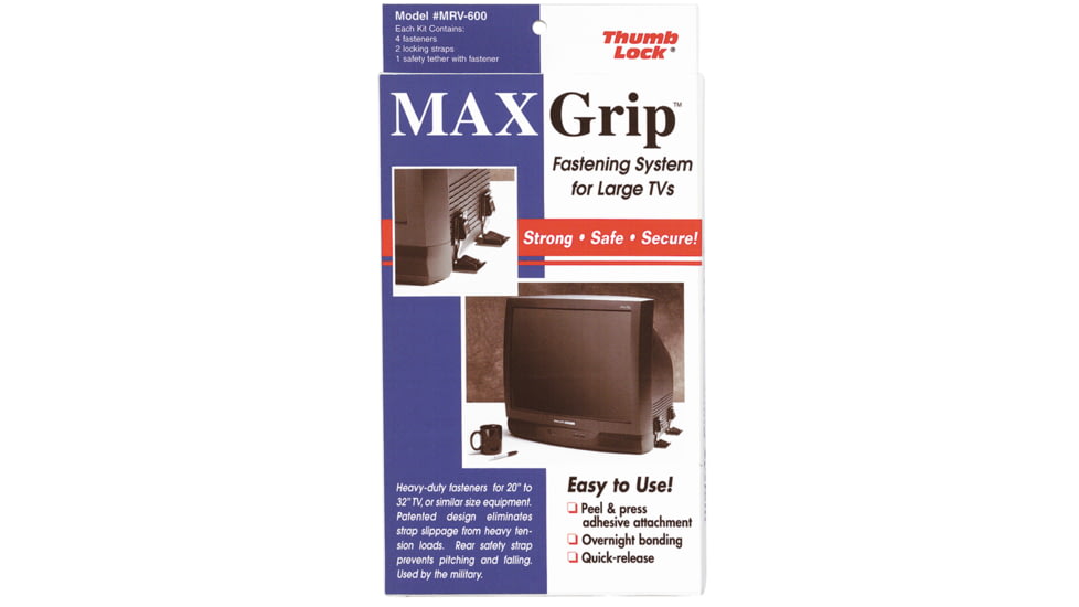 Ready America Maxgrip Thumb Lock Fastener System With Tether For Tvs, Black, Large, MRV-630BK