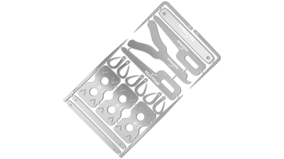 ReadyMan EDC Survival Cards 18 Total Survival Kit, 3.5in X 2in, Wilderness Survival Card, Hostage Escape Card, Medical Card, Fisherman Survival Card, Pack Of Four, 301 SS, TOTAL SURVIVAL KIT