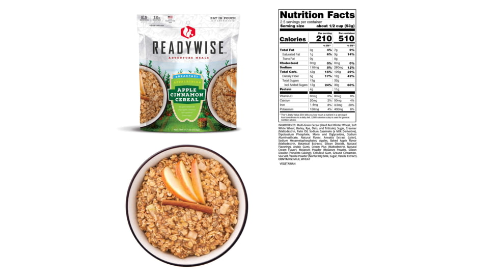 ReadyWise 6 CT Case Appalachian Apple Cinnamon Cereal, White, 8 x 11.25 x 9.75, RW05-008