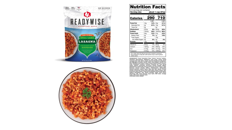 ReadyWise 6 CT Case Still Lake Lasagna with Sausage, White, 8 x 11.25 x 9.75, RW05-005