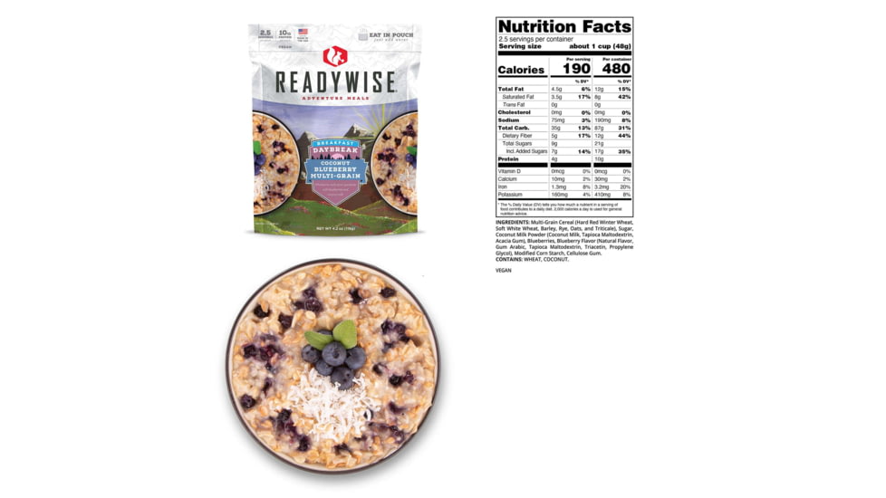 ReadyWise Daybreak Coconut Blueberry Multi-Grain, Single Pouch, RW03-920