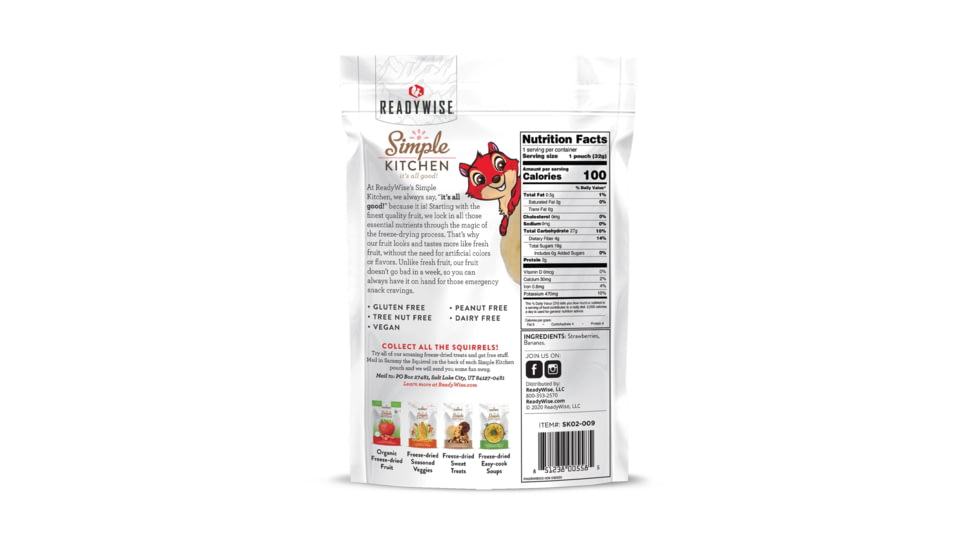 ReadyWise Freeze-Dried Strawberries &amp; Bananas, 6 Pack, RWSK05-009