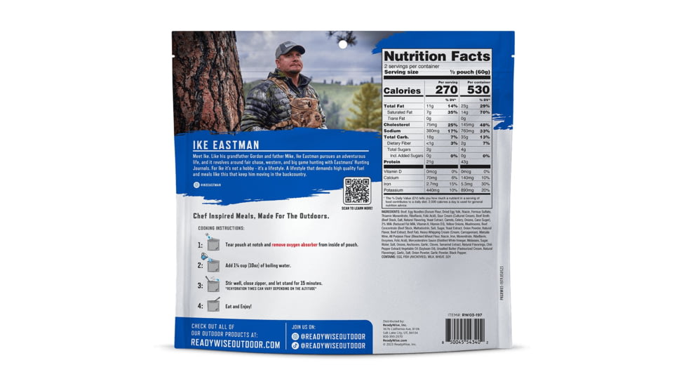 ReadyWise Signature Edition Pro Adventure Meal w/ Ike Eastman Beef Stroganoff w/ Cream Sauce, 6 Count Case Pack, RW05-197