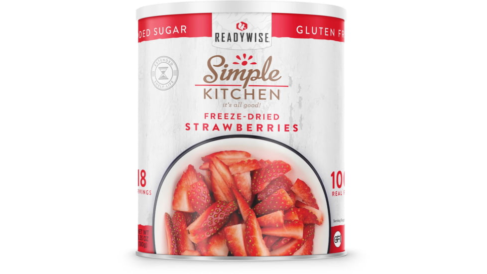 ReadyWise Simple Kitchen Freeze-Dried Sliced Strawberries - 18 Serving Can, White, RWSKCN03-001
