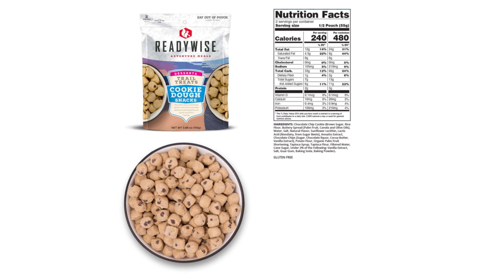 ReadyWise Trail Treats Cookie Dough Snacks, Single Pouch, RW03-913
