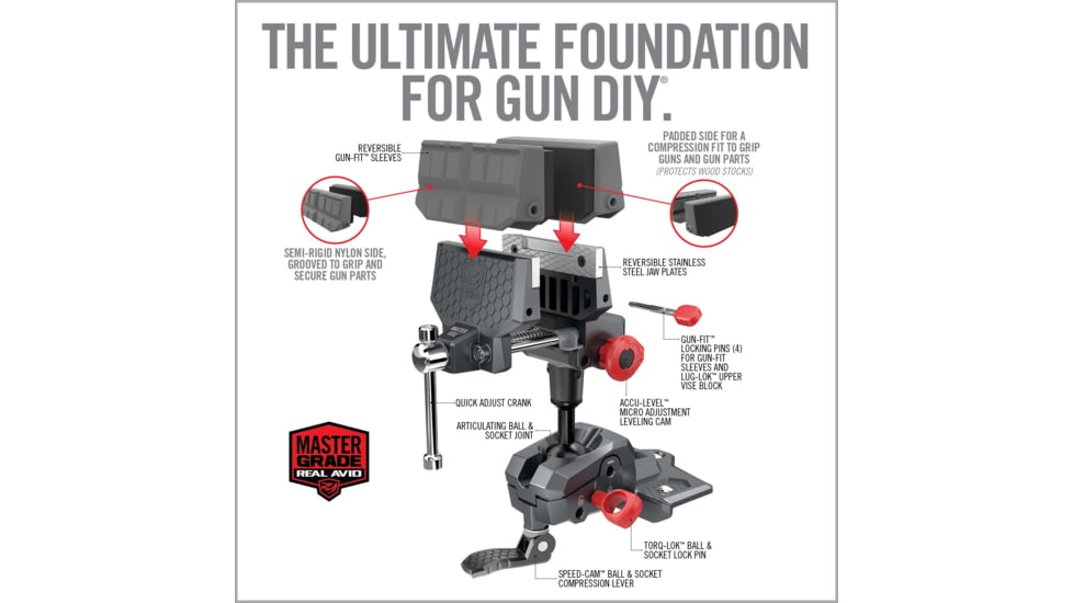 Real Avid Armorers Master Gun Vise, Grey/Red, AVARAMV