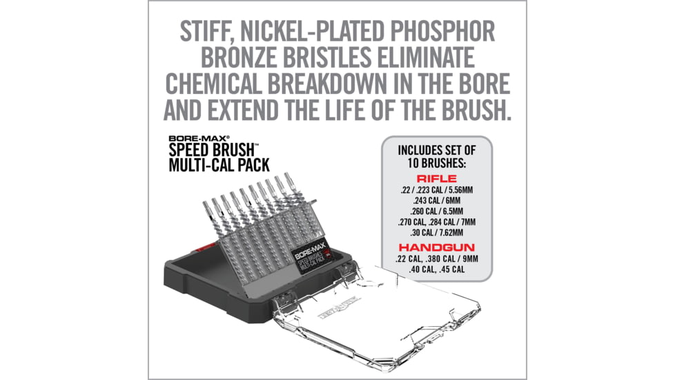 Real Avid Bore-Max Speed Brushes Multi-Cal Pack, Grey, Medium, AVBMSBS