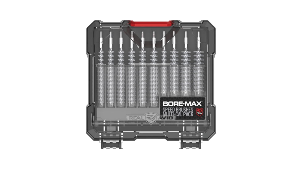 Real Avid Bore-Max Speed Clean System Pistol/Rifle Brush Multi-Cal Pack, Nickel-Plated, 10-Pack, AVBMSBS