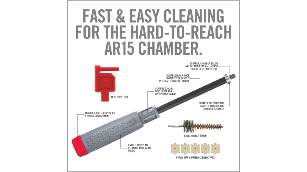Real Avid Chamber Boss Cleaning Kit - AR15, Gray/Red, AR15, AVAR15CB