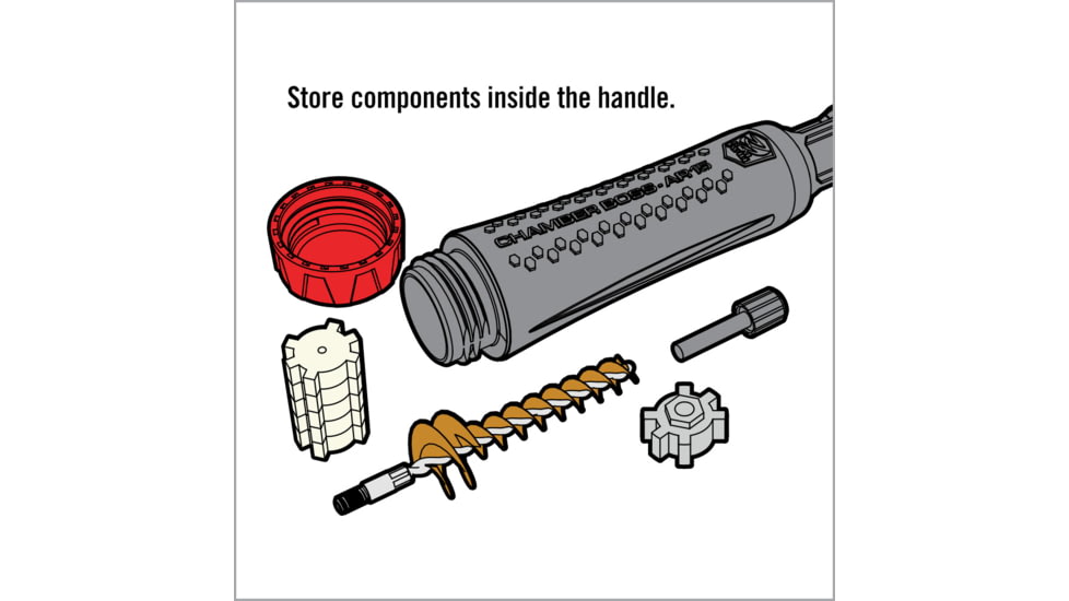 Real Avid Chamber Boss Cleaning Kit - AR15, Gray/Red, AR15, AVAR15CB