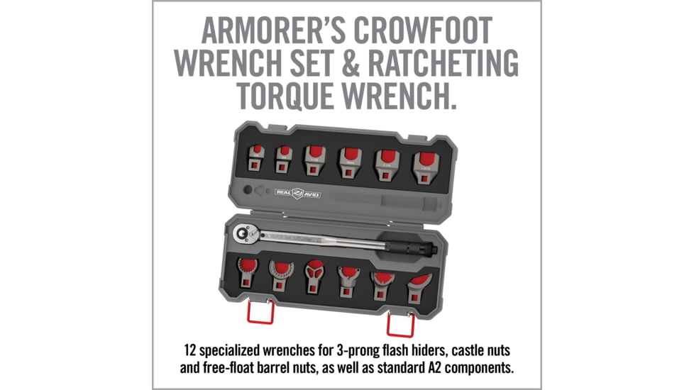 Real Avid Master-Fit AR-15 Crowfoot Wrench Set, 13-Piece, Grey, AVMF13WS