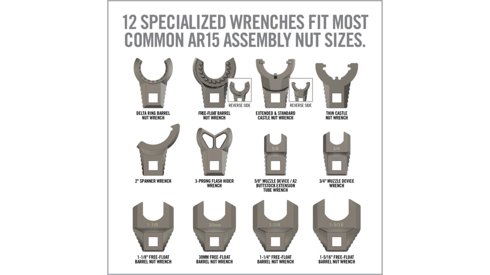 Real Avid Master-Fit AR-15 Crowfoot Wrench Set, 13-Piece, Grey, AVMF13WS