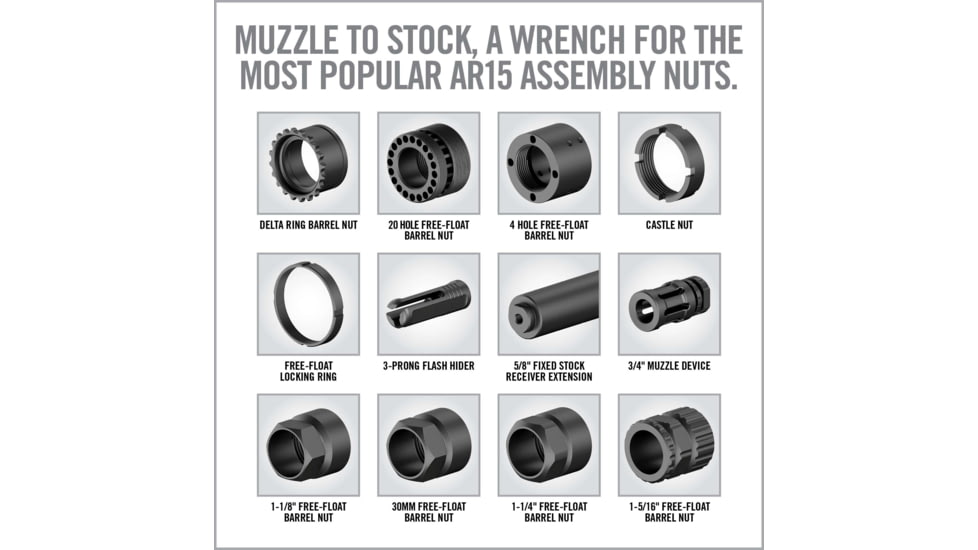 Real Avid Master-Fit AR-15 Crowfoot Wrench Set, 13-Piece, Grey, AVMF13WS