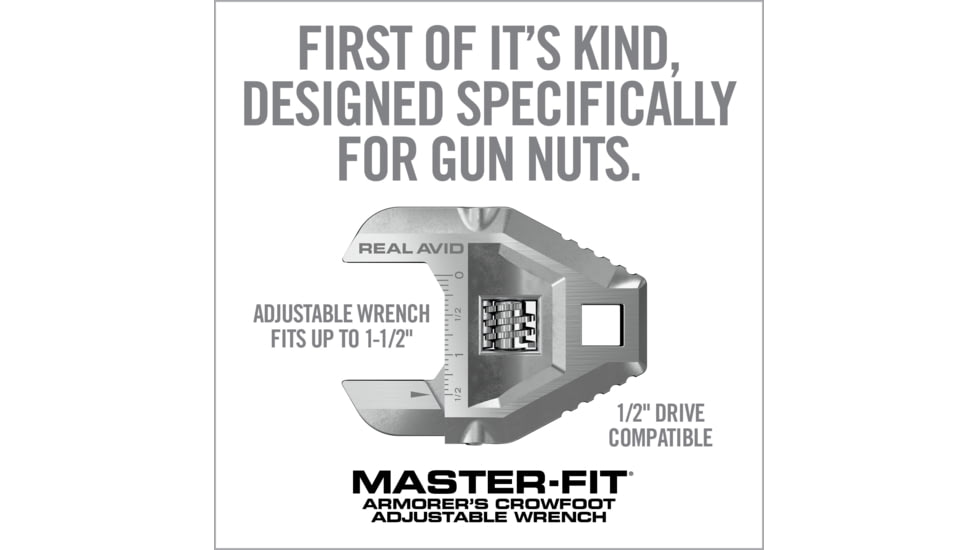 Real Avid Master-Fit Armorers Crowfoot Adjustable Wrench, Silver, Small, AVMFAW