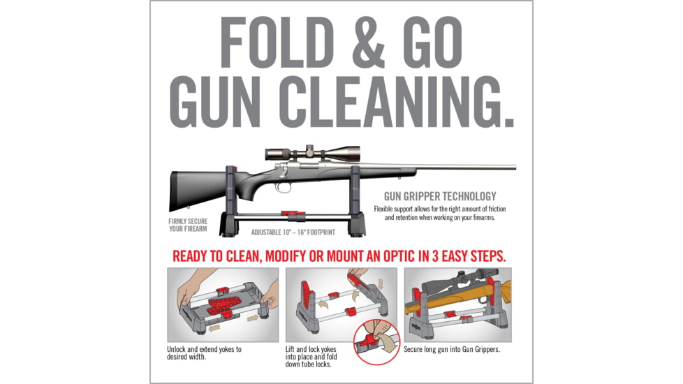 Real Avid Portable Gun Cleaning Speed Stand, Grey, Red, Black, Large, AVSSFG