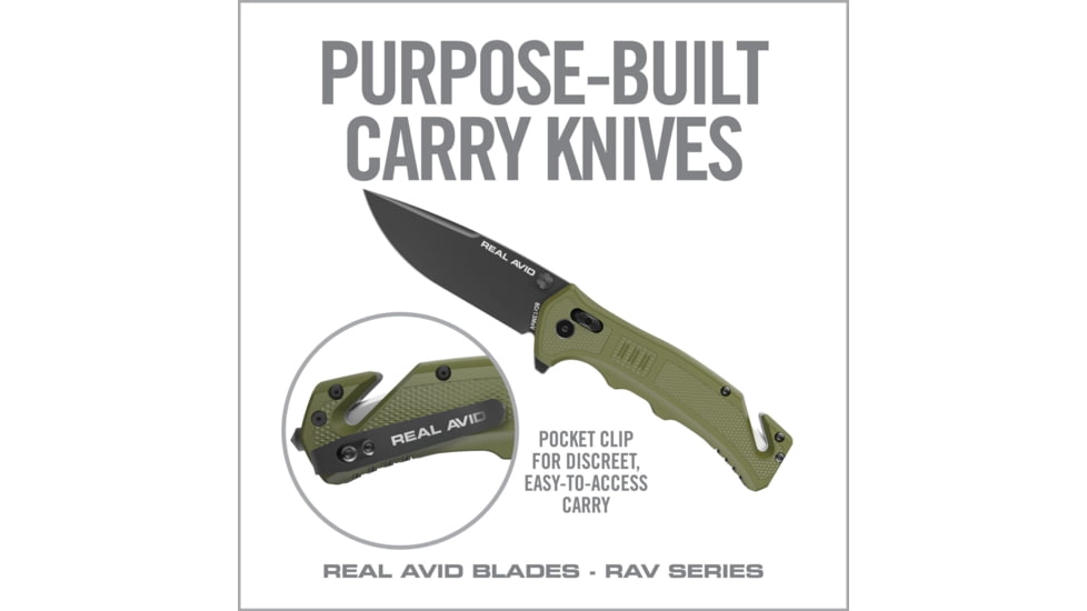 Real Avid Rav-4 Knife Assisted Folding 3.25 Bld Green Nylon