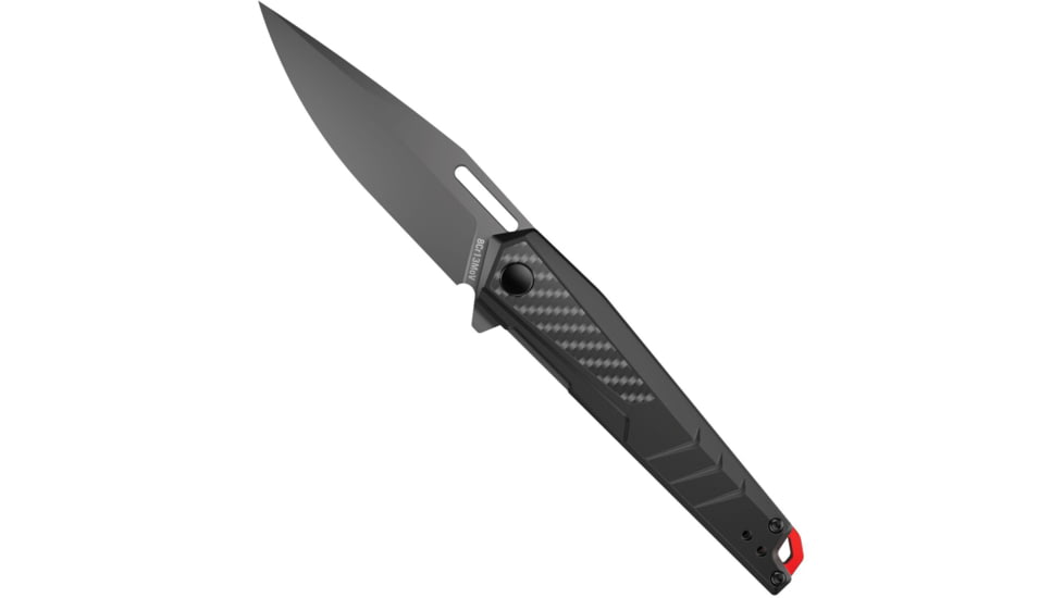 Real Avid RAV-5 Folding Knife, 3.4in, 8Cr13MoV, Titanium Drop Point Plain Blade, Black Carbon Fiber Aluminum Handle, AVRAV5