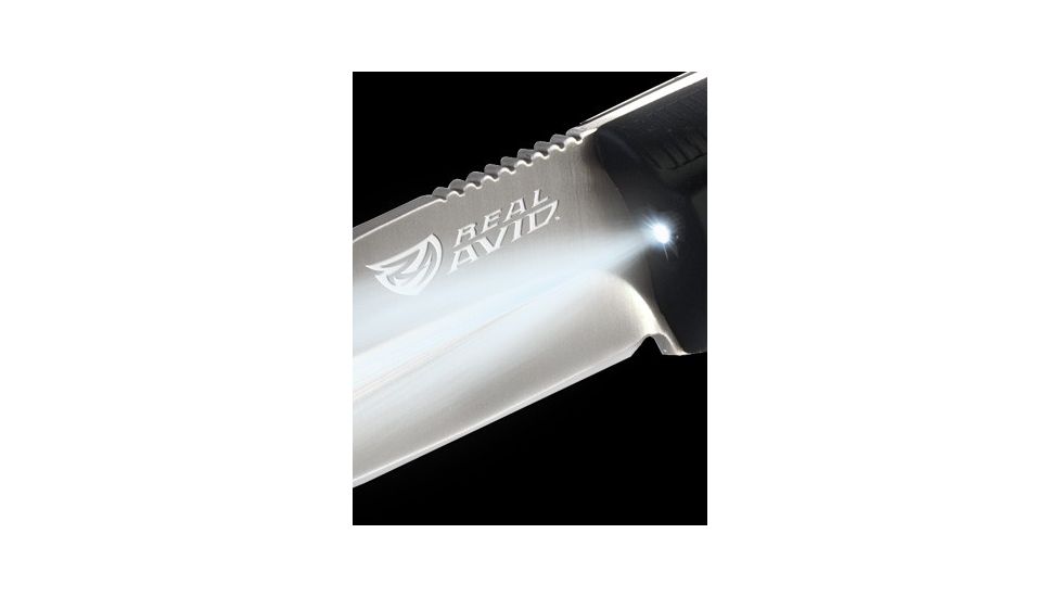 Real Avid Revelation LED Fixed Blade Knife, Satin Stainless Blade, Clam Pack AVRSS-1CN