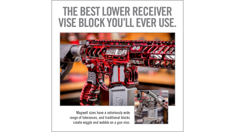 Real Avid Smart-Fit AR15 Vise Block with Sleeve for AR10, Grey, Red, Medium, AV1015SFVB